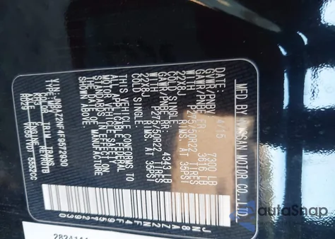 2015 Infiniti Qx80 z USA, uszkodzony, nr VIN JN8AZ2NF4F9572930